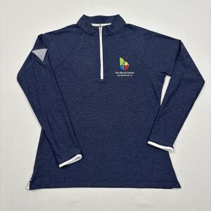 Peter Millar Pullover Womens Medium Blue 1/4 Zip Golf UPF50 The World Games 2022